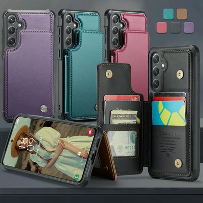 CASEME C22 Series for Samsung Galaxy S25 Plus Case Glossy Phone Cover with Kickstand Card Holder