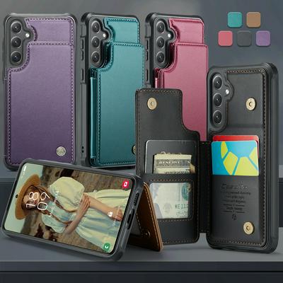 CASEME C22 Series for Samsung Galaxy S24 Case Glossy Phone Cover with Kickstand Card Holder