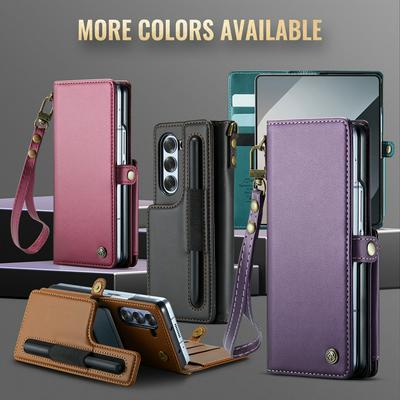 CASEME C22 Series for Samsung Galaxy Z Fold 6 Case Glossy Phone Cover with Kickstand Card Holder