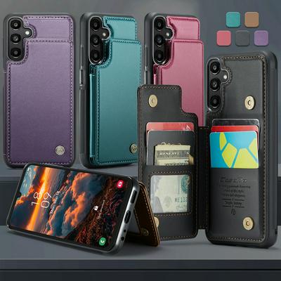 CASEME C22 Series for Samsung Galaxy A25 Case Glossy Phone Cover with Kickstand Card Holder