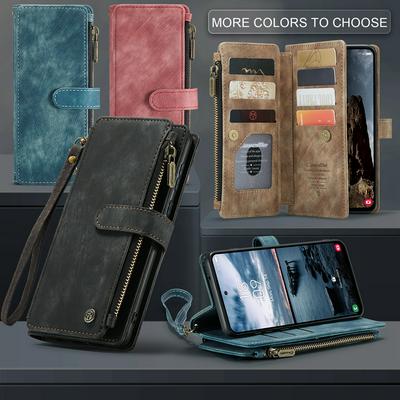 CASEME C30 Series for Samsung Galaxy A35 PU Leather Phone Case Card Slots Zipper Pocket Stand Cover