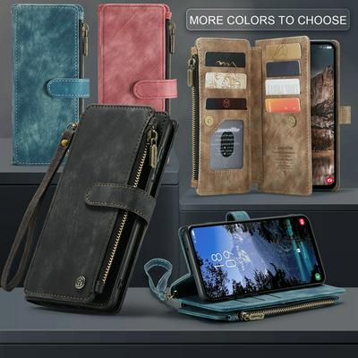 CASEME C30 Series for Samsung Galaxy A25 PU Leather Phone Case Card Slots Zipper Pocket Stand Cover