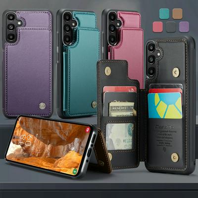CASEME C22 Series for Samsung Galaxy A35 Case Glossy Phone Cover with Kickstand Card Holder