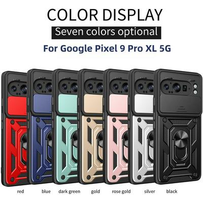 Sergeant Shockproof Drop-proof PC+TPU Phone Protective Case with Metal Ring Kickstand and Metal Patch for Google Pixel 9 Pro XL