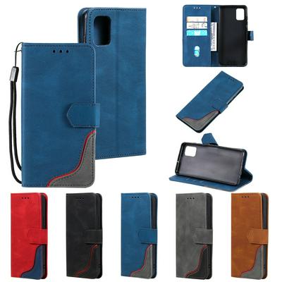 For Samsung Galaxy S20 Plus Three Color Blocks Magnetic Buckle PU Leather Phone Case