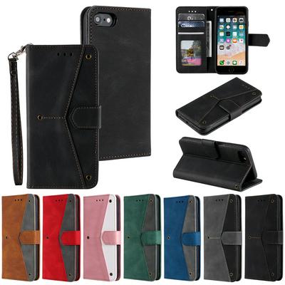 For iPhone 7 / 8 SE 2020 Color Blocking Design Shockproof PU Leather Phone Case