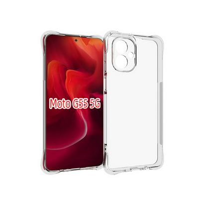Motorola G55 Anti-Fingerprint Non-Slip Waterproof Four Corners Shockproof Transparent Soft TPU Back Cover Protective Case