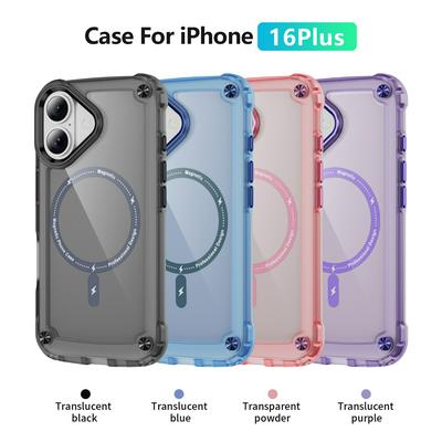 For iPhone 16 Plus Magnetic Case Translucent Phone Cover Compatible with MagSafe