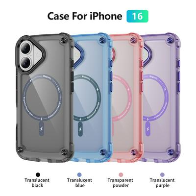 For iPhone 16 Magnetic Case Translucent Phone Cover Compatible with MagSafe