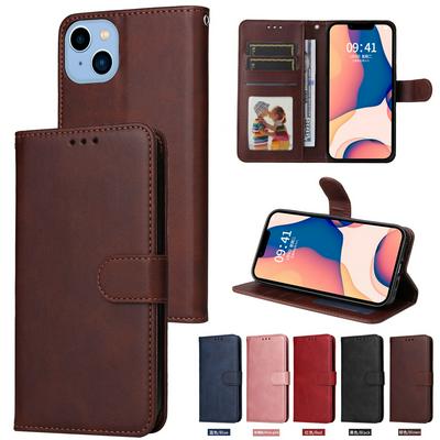 For iPhone 14 Plus Maverick Pattern Solid Color PU Leather + TPU Wallet Phone Case