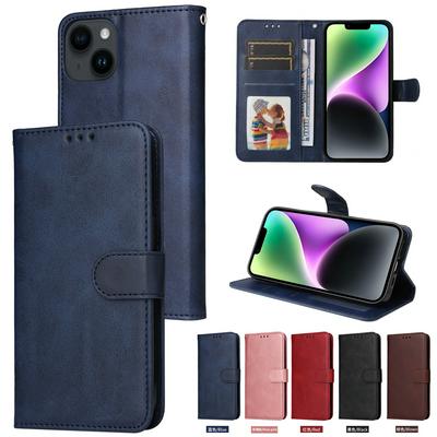 For iPhone 14 Maverick Pattern Solid Color PU Leather + TPU Wallet Phone Case