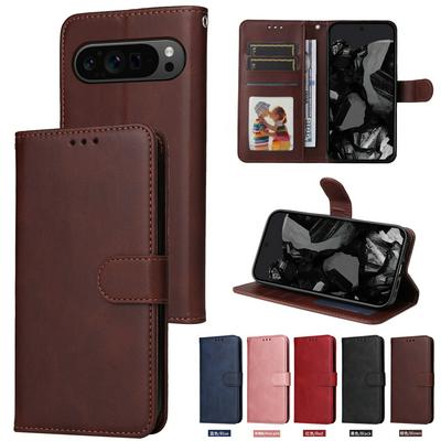 For Google Pixel 9 Pro XL Maverick Pattern Solid Color PU Leather + TPU Wallet Phone Case