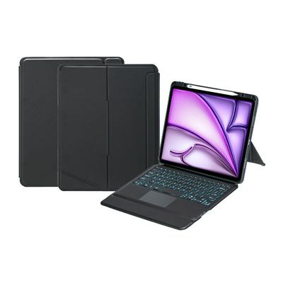 T12B-AS For iPad Air 13 (2024) / iPad Pro 12.9-inch (2018) / (2020) / (2021) / (2022) Rotation Shaft Stand Leather Cover + Backlit Bluetooth Keyboard