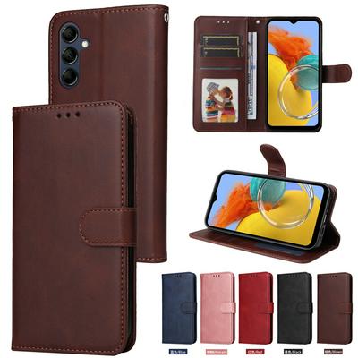 For Samsung Galaxy M14 5G Maverick Pattern Solid Color PU Leather + TPU Wallet Phone Case