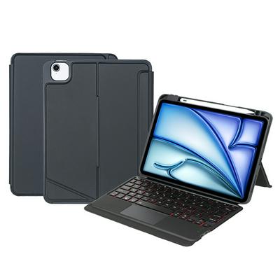 T11B-AS For iPad Air 11 (2024) / Air (2022) / (2020) / Pro 11 (2022) / (2021) / (2020) / (2018) Leather Tablet Stand Cover + Backlit Touchpad Bluetooth Keyboard