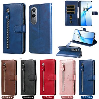 For Oneplus Nord CE 4 Lite/Oppo K12X 5G Stylish Zipper Calf Pattern Shockproof PU Leather + Soft TPU Phone Case