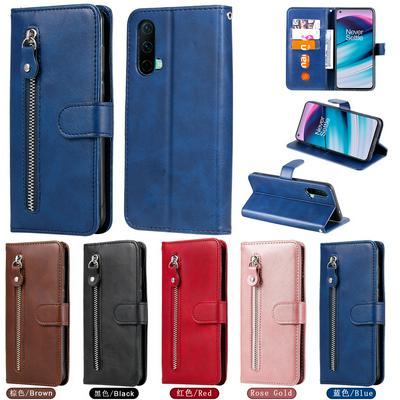 For Oneplus Nord CE 5G Stylish Zipper Calf Pattern Shockproof PU Leather + Soft TPU Phone Case