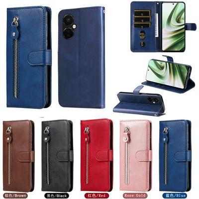 For Oneplus Nord CE 3/Oppo K11 5G Stylish Zipper Calf Pattern Shockproof PU Leather + Soft TPU Phone Case
