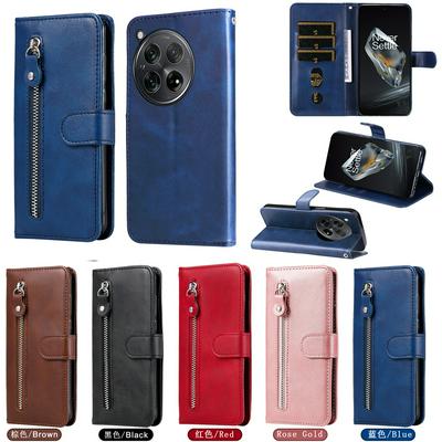 For Oneplus Ace 3 5G/12R Stylish Zipper Calf Pattern Shockproof PU Leather + Soft TPU Phone Case