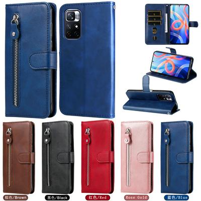 For Xiaomi Redmi Note 11 5G/Note 11T 5G/Poco M4 5G Stylish Zipper Calf Pattern Shockproof PU Leather + Soft TPU Phone Case