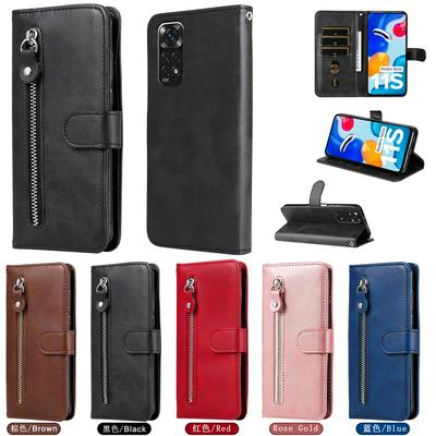 For Xiaomi Redmi Note 11 4G/Note 11S 4G Stylish Zipper Calf Pattern Shockproof PU Leather + Soft TPU Phone Case