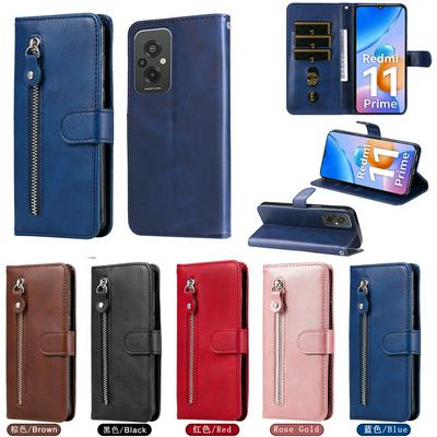 For Xiaomi Redmi Note 11 Prime 4G Stylish Zipper Calf Pattern Shockproof PU Leather + Soft TPU Phone Case
