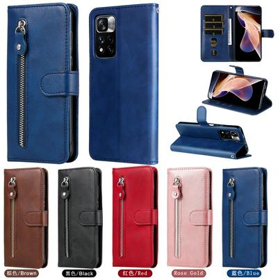 For Xiaomi Redmi Note 11 Pro 5G/Note 11 Pro Plus 5G Stylish Zipper Calf Pattern Shockproof PU Leather + Soft TPU Phone Case