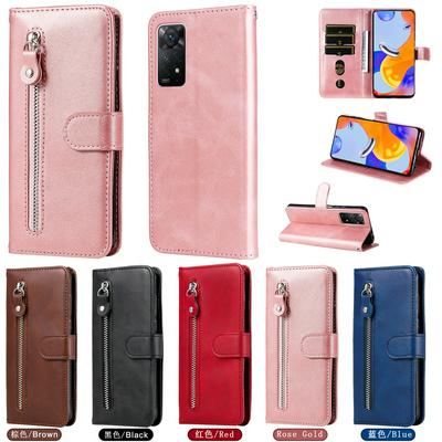 For Xiaomi Redmi Note 11 Pro 4G/5G/Note 11E Pro 5G Stylish Zipper Calf Pattern Shockproof PU Leather + Soft TPU Phone Case