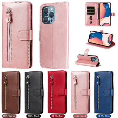 For iPhone 14 Pro Stylish Zipper Calf Pattern Shockproof PU Leather + Soft TPU Phone Case