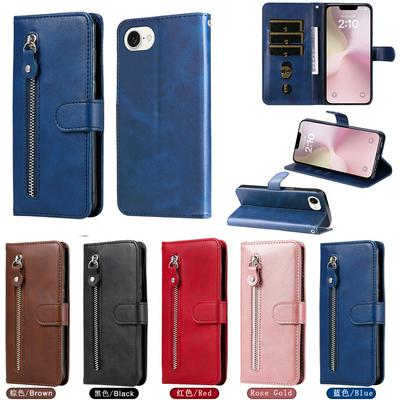 For iPhone SE 2024 Stylish Zipper Calf Pattern Shockproof PU Leather + Soft TPU Phone Case