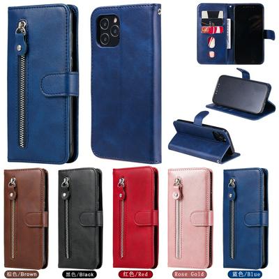 For iPhone 12 Stylish Zipper Calf Pattern Shockproof PU Leather + Soft TPU Phone Case