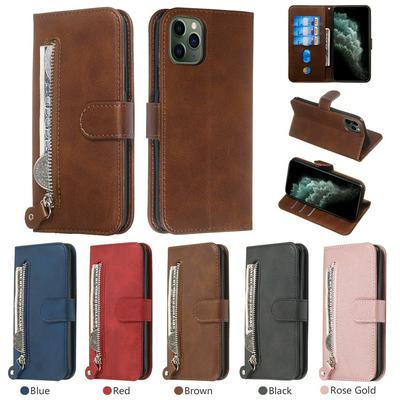 For iPhone 11 Pro Stylish Zipper Calf Pattern Shockproof PU Leather + Soft TPU Phone Case