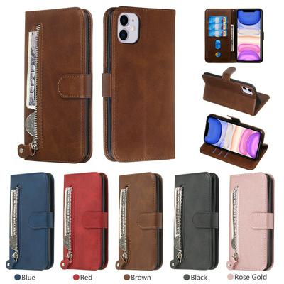 For iPhone 11 Stylish Zipper Calf Pattern Shockproof PU Leather + Soft TPU Phone Case