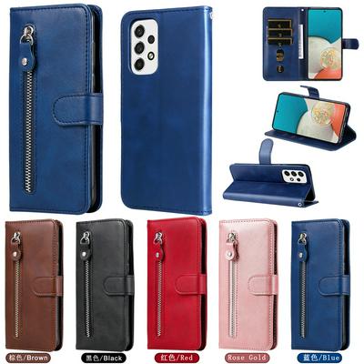 For Samsung Galaxy A53 5G Stylish Zipper Calf Pattern Shockproof PU Leather + Soft TPU Phone Case