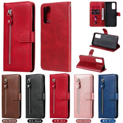 For Samsung Galaxy S20 FE Stylish Zipper Calf Pattern Shockproof PU Leather + Soft TPU Phone Case