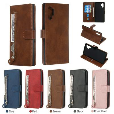 For Samsung Galaxy Note 10 Pro Stylish Zipper Calf Pattern Shockproof PU Leather + Soft TPU Phone Case