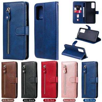 For Samsung Galaxy A82 5G Stylish Zipper Calf Pattern Shockproof PU Leather + Soft TPU Phone Case