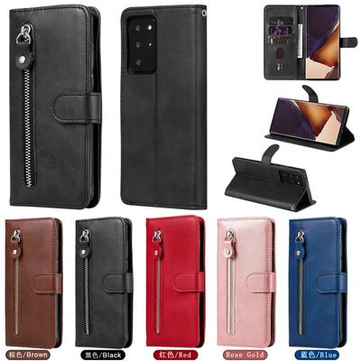 For Samsung Galaxy Note 20 Ultra Stylish Zipper Calf Pattern Shockproof PU Leather + Soft TPU Phone Case