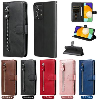 For Samsung Galaxy A73 5G Stylish Zipper Calf Pattern Shockproof PU Leather + Soft TPU Phone Case
