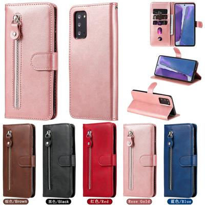 For Samsung Galaxy Note 20 Stylish Zipper Calf Pattern Shockproof PU Leather + Soft TPU Phone Case