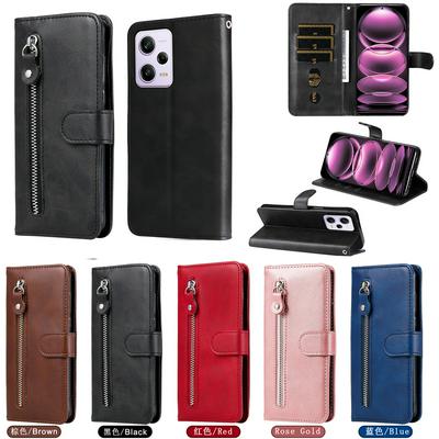 For Xiaomi Redmi Note 12 Pro Plus 5G Stylish Zipper Calf Pattern Shockproof PU Leather + Soft TPU Phone Case