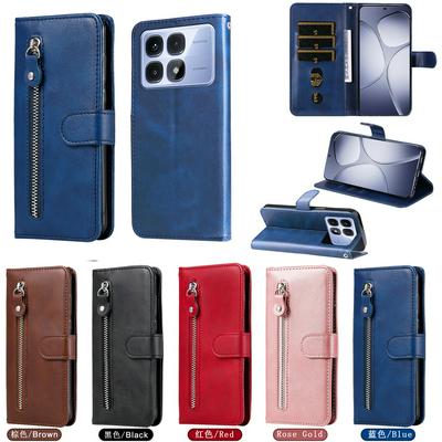 For Xiaomi Redmi K70 Ultra Stylish Zipper Calf Pattern Shockproof PU Leather + Soft TPU Phone Case