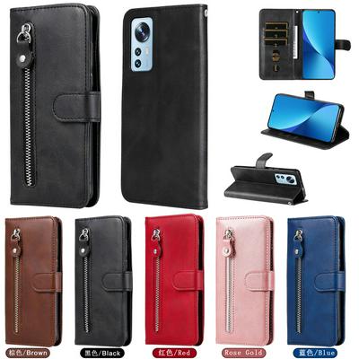 For Xiaomi 12 Lite Stylish Zipper Calf Pattern Shockproof PU Leather + Soft TPU Phone Case