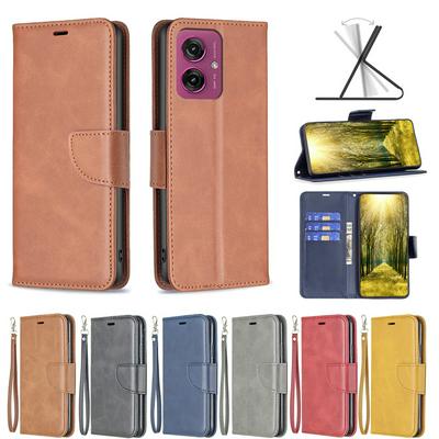 For Motorola Moto G55 5G Solid Color Sheep Pattern Scratch Resistant Wallet Leather Case