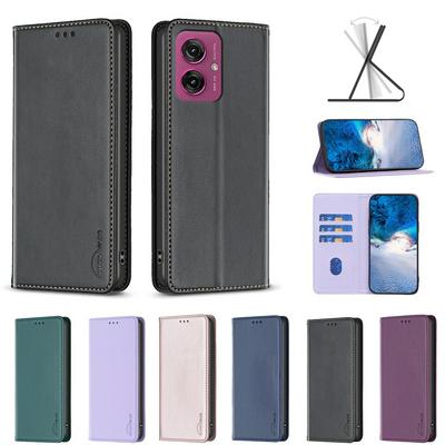 BF18 Protective Case for Motorola Moto G55 5G Dermal dark magnetic field Leather Stand Phone Cover with Card Slots