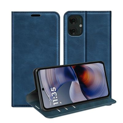 For Motorola Moto G55 5G Skin Feel Magnetic Attraction Flip Leather Wallet Case with Card Slot and Stand