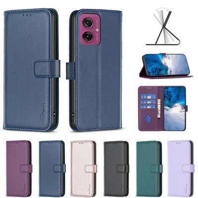 BINFEN COLOR BF17 For Motorola Moto G55 5G PU Leather Wallet Case Magnetic Folio Flip Stand Phone Cover