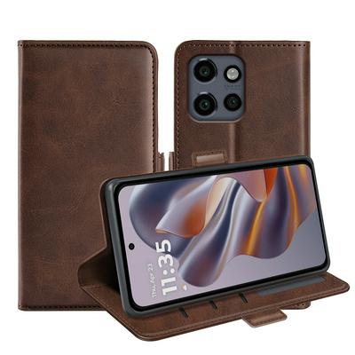 For Motorola Moto Edge 50 Neo 5G/Moto S50 5G Double Buckle Wallet Style Folio Flip Leather Case with Stand and Card Slots Function