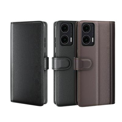 for Motorola Moto G35 5G Side Flip Wallet Style Genuine Leather + Soft TPU Card Slots with Stand and Magnetic Buckle Case 