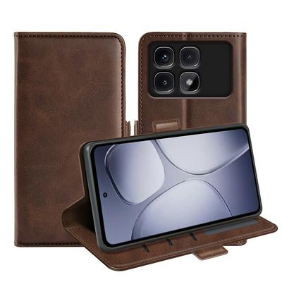 For Xiaomi Redmi K70 Ultra Double Buckle Wallet Style Folio Flip Leather Case with Stand and Card Slots Function